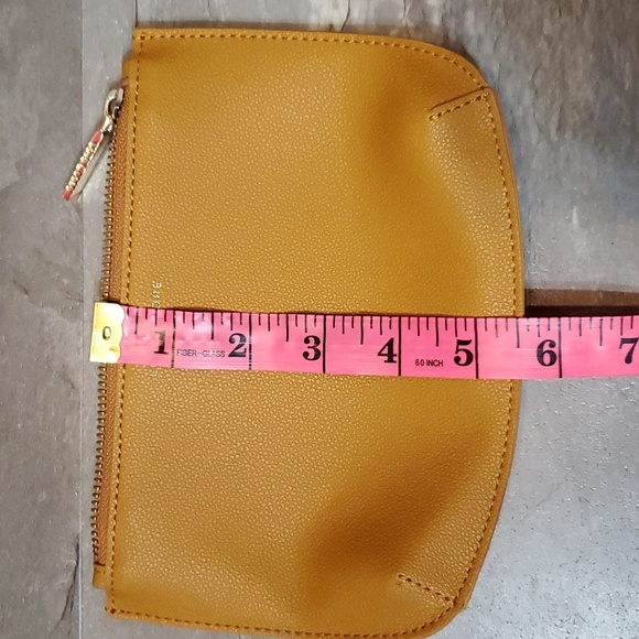 NWOT Love & Lore small thin zip pouch. Vegan leather (faux). Tan/mustard yellow. - Picture 7 of 7